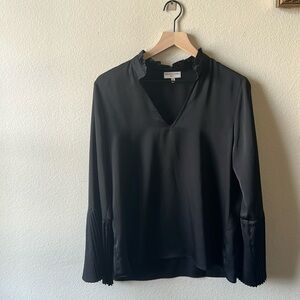 Waverly Grey | Black Pleated Sleeve Blouse